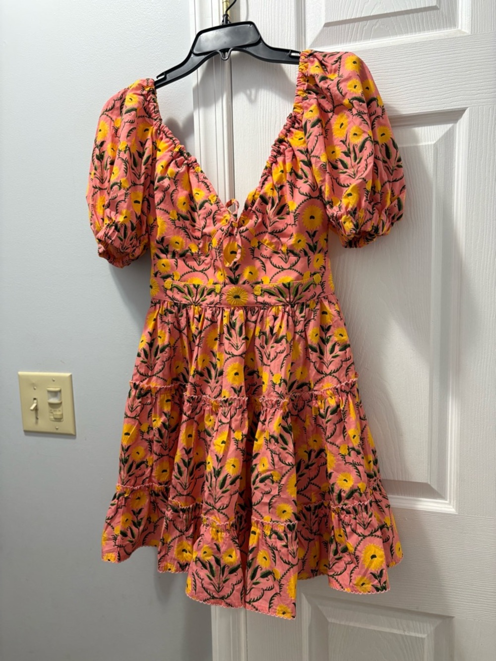 Agua by Agua Bendita Manzanilla Embroidered Cotton Poplin Mini Dress NWOT
